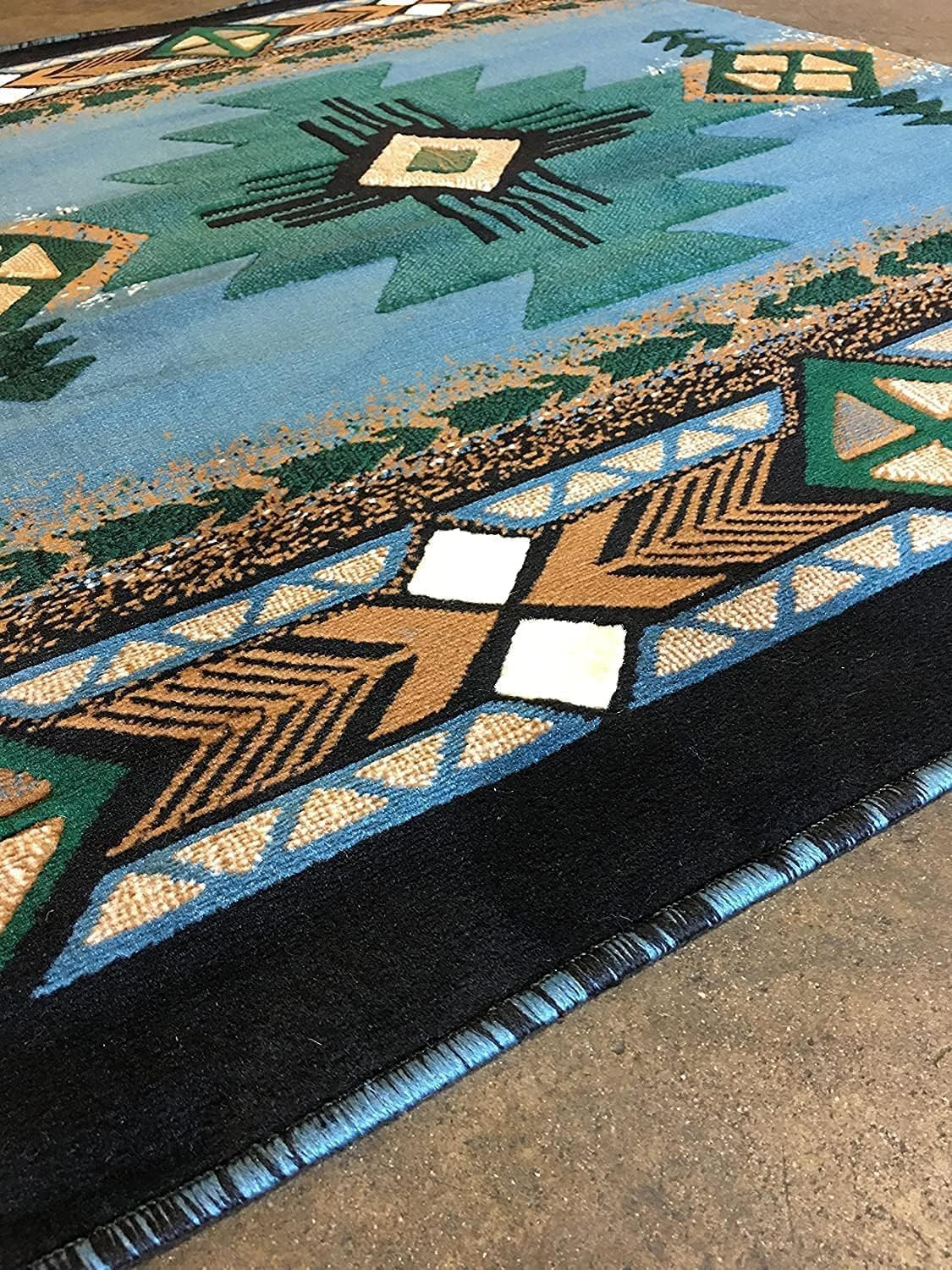 South West Native American Area Rug C318 – Easy Clean, Thick, Soft, Durable Nati
