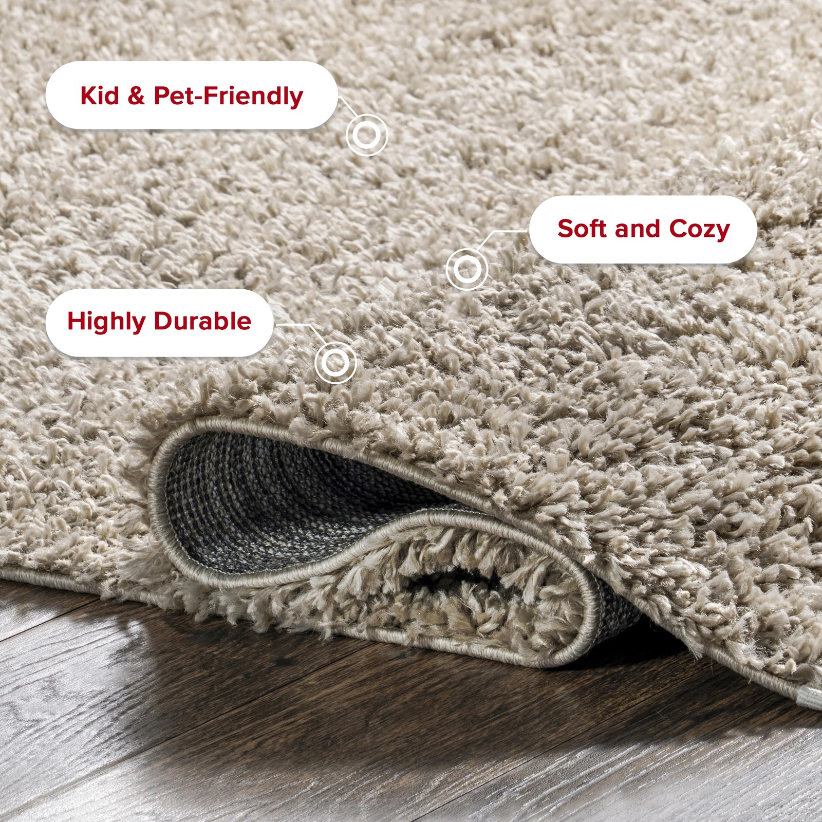 Nuloom Neva Beige/Ivory 3 X 5 Modern Shag Tasseled Soft And Cozy High Traffic