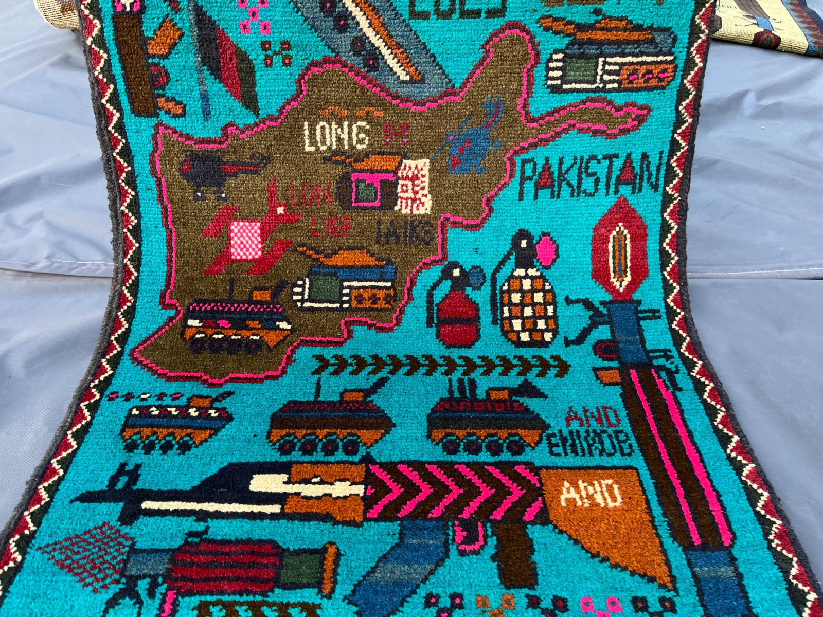 2’1 x 2’8 Ft Colorful Afghan War Rug –2025 Map of Afghanistan Military Pictorial