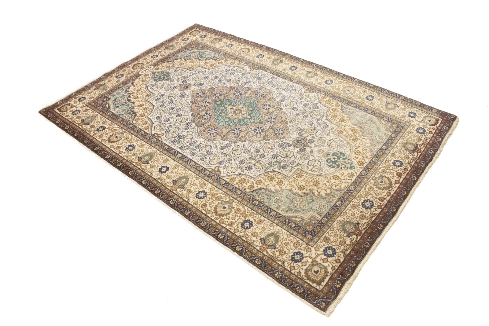 Semi-Antique Traditional Oriental Rug Muted Colors Floral Carpet 4’6X6’4 ft