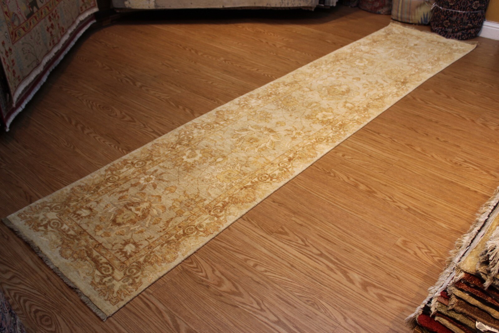 12′ Hand-knotted fine vegetable/natural dyed with natural wool HALL Runner
