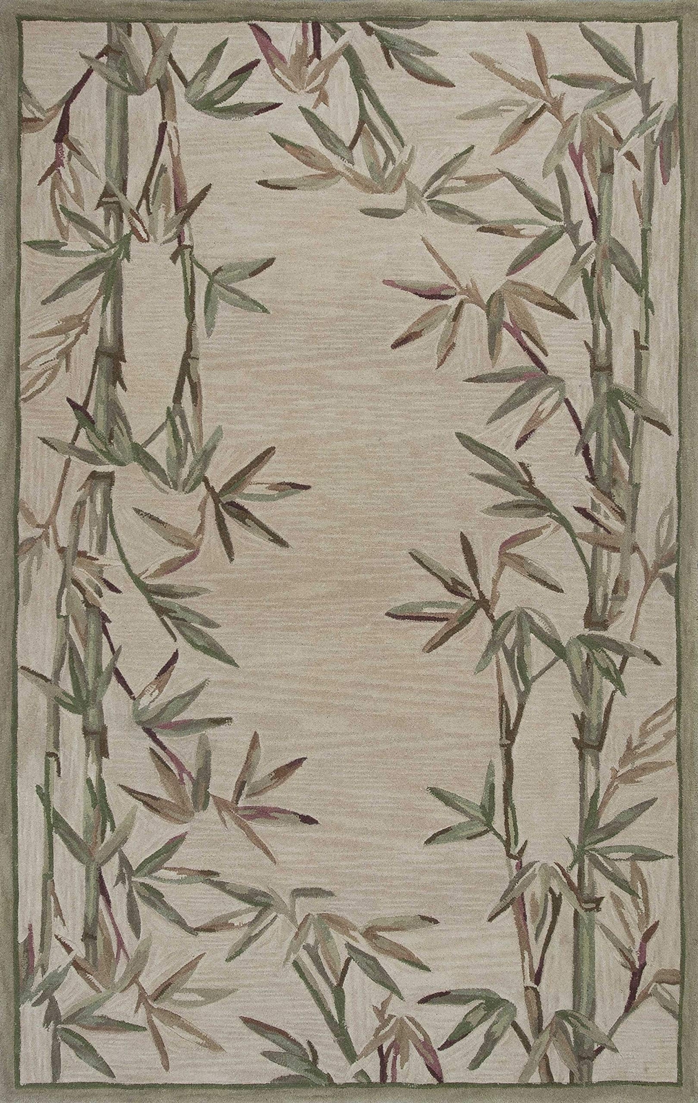 9′ X 12′ Ivory Hand Tufted Bordered Bamboo Indoor Area Rug
