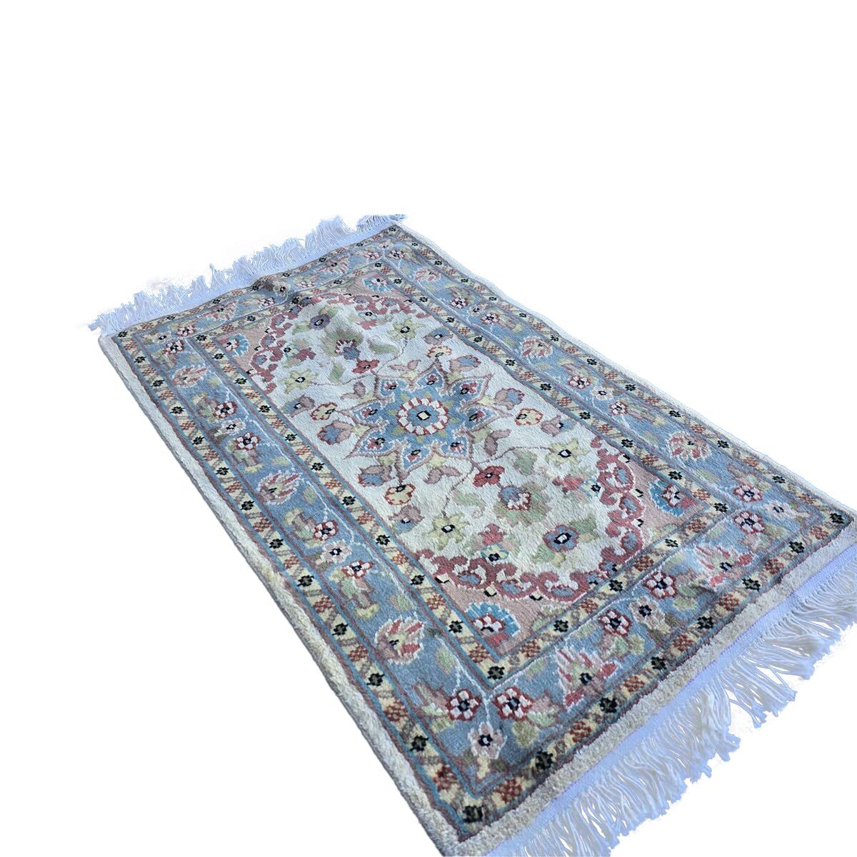 Area Rug Floral Medallion Wool Silk Indoor Hand Knotted Carpet (3.2 x 1.11)’