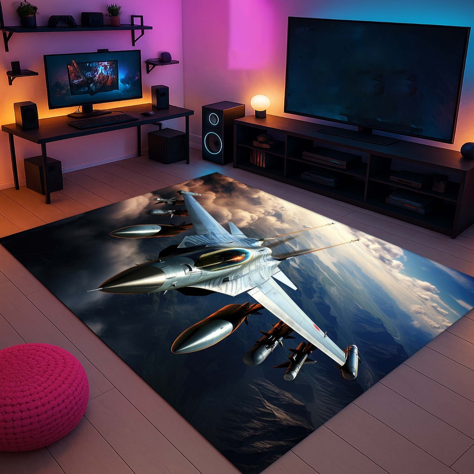 Fighter Jet Rug, Warplane Carpet, Boys Room Decor, Aviation Gift, Airplane Area
