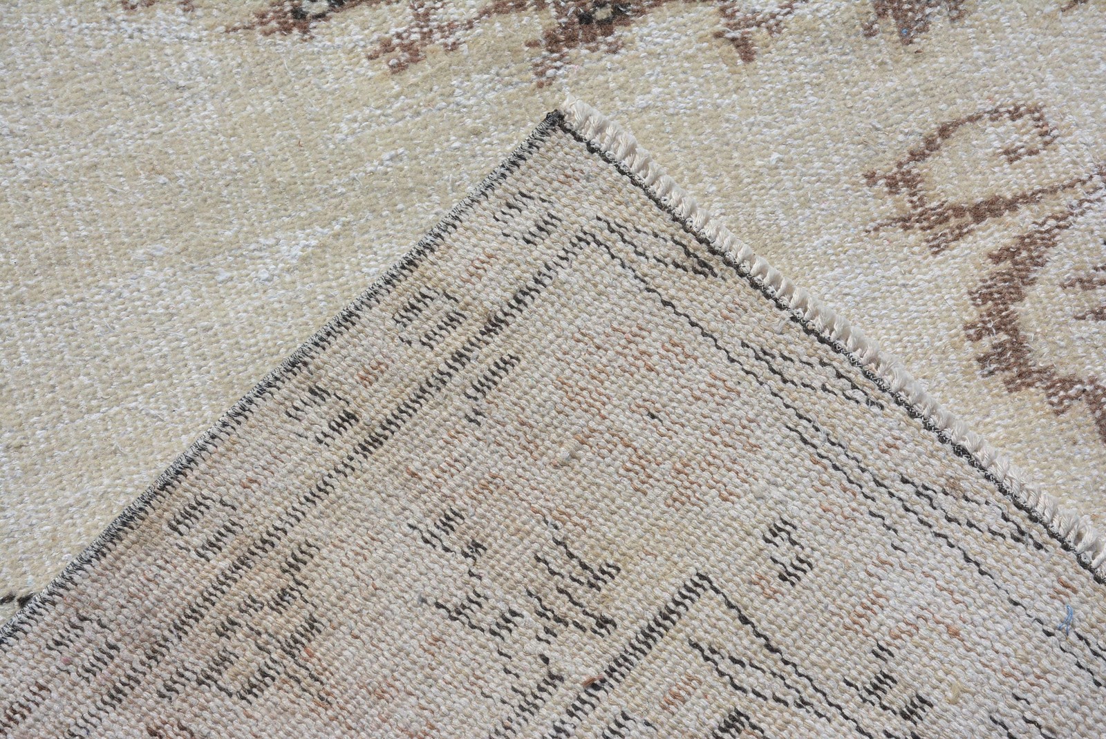 Turkish 5,9×8,7 ft Rug, Large Vintage Rug, White Animal Print Wool Rug