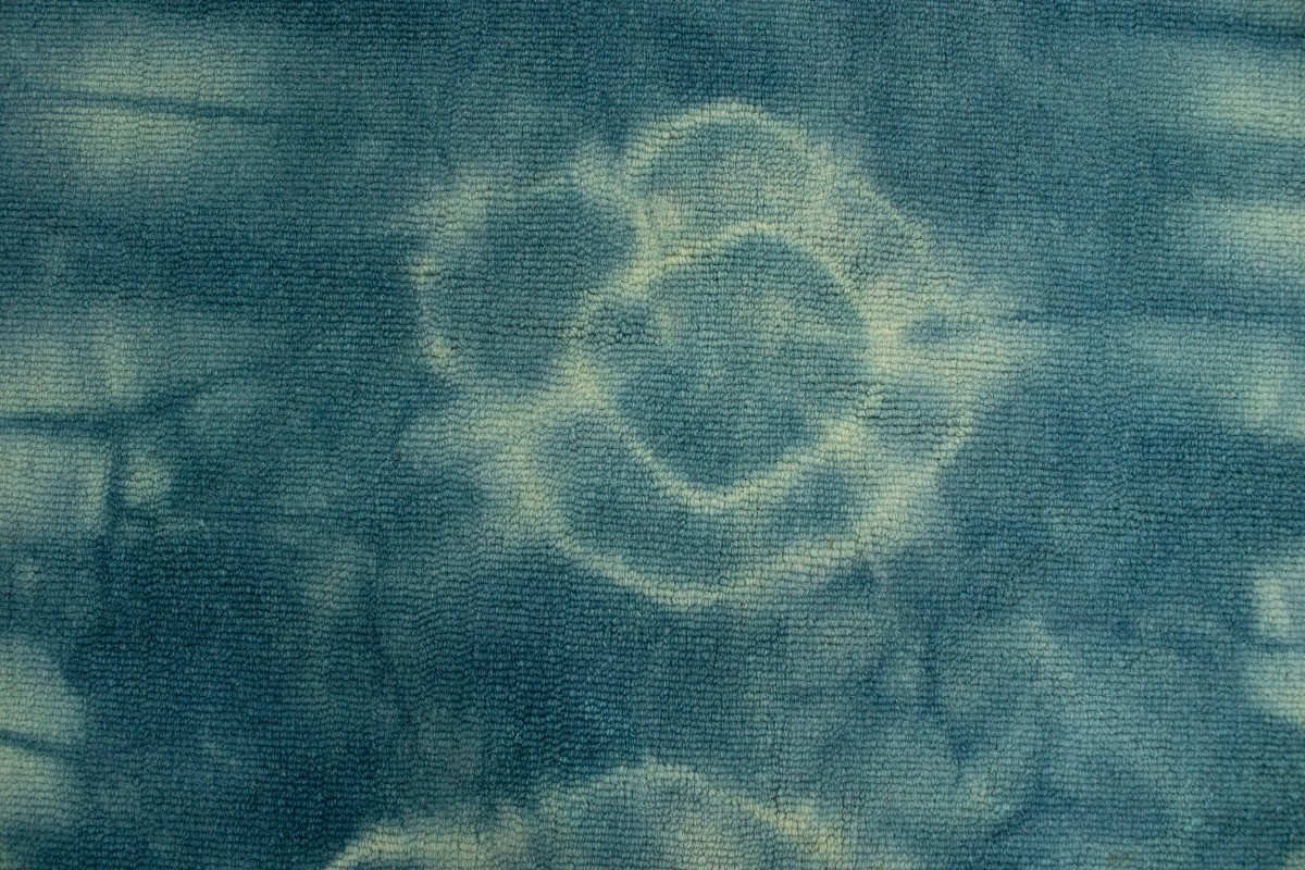 5×8 Hand-Tufted Teal Wool Rug Modern Tie-Dye Style Carpet Contemporary Decor