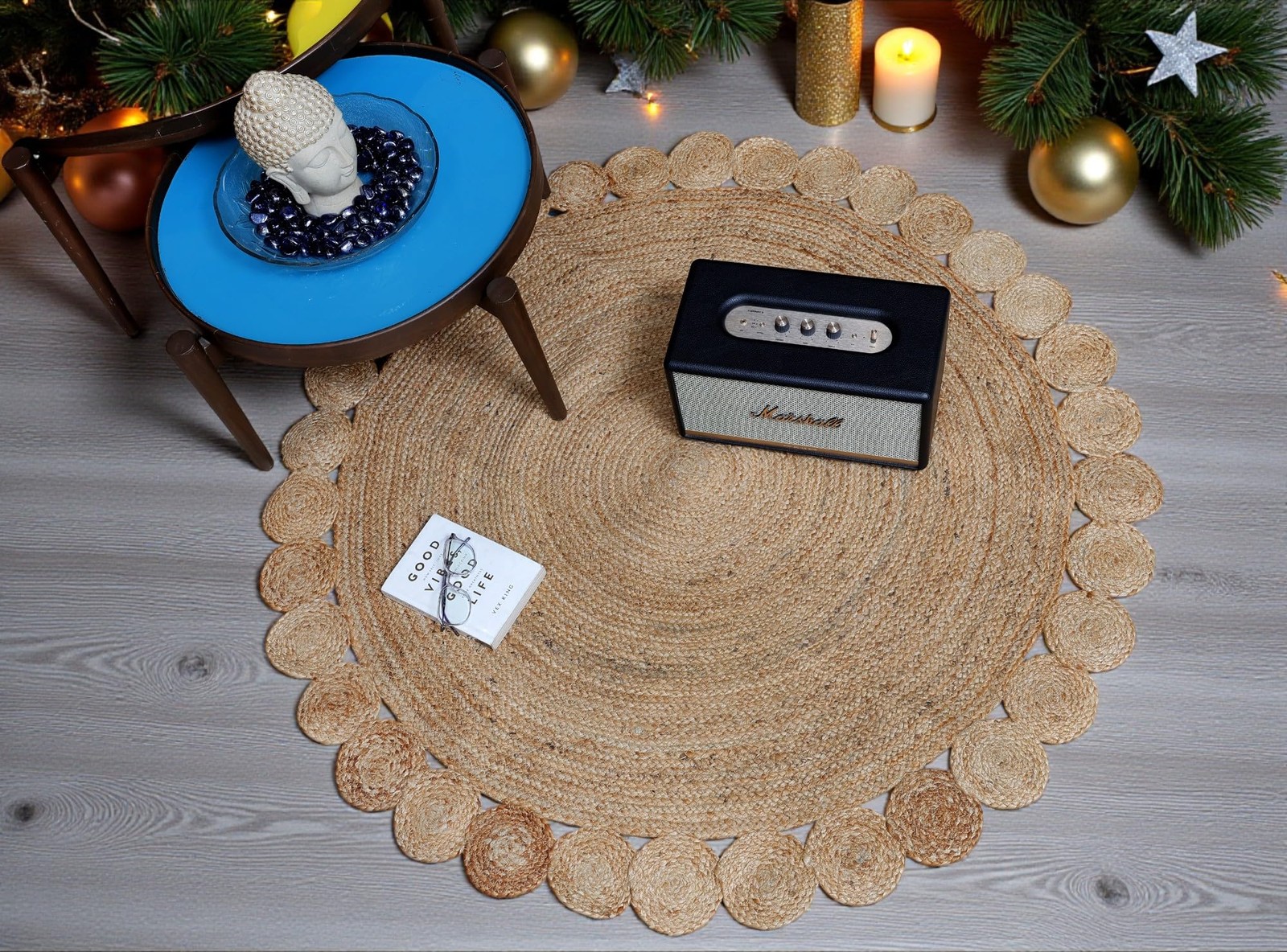 ® Pack of 1 Handwoven Braided Jute Area Rug – 3 Feet Round Natural Reversible…