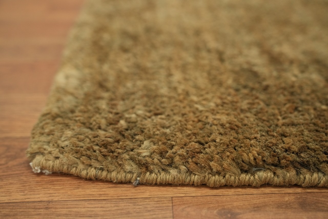 Solid Brown & Gold Jute Hand-Knotted 6×8 Modern Contemporary Area Rug