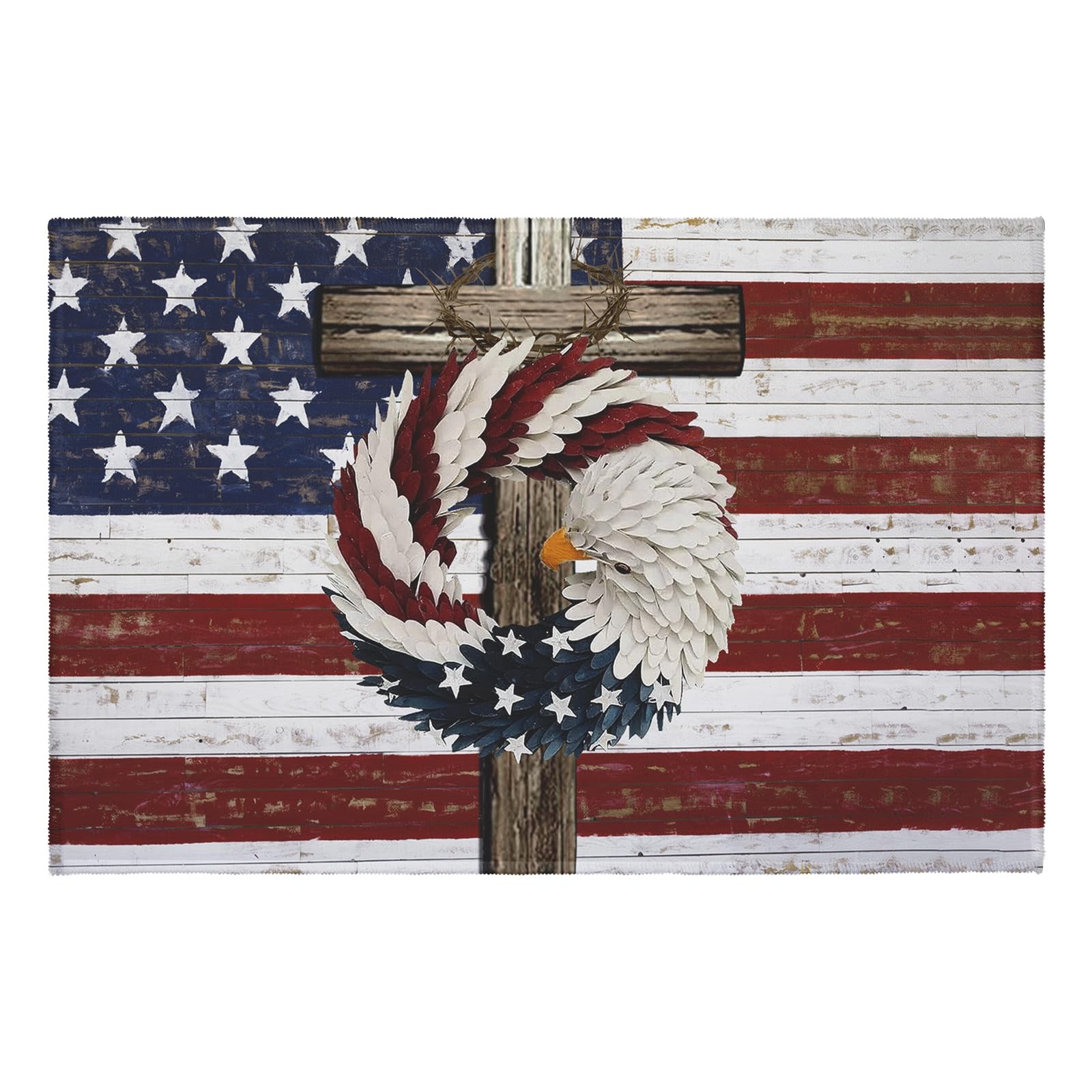 4th of July Rugs Stars and Stripes Eagle Patriotic Doormat American Flag Cros…