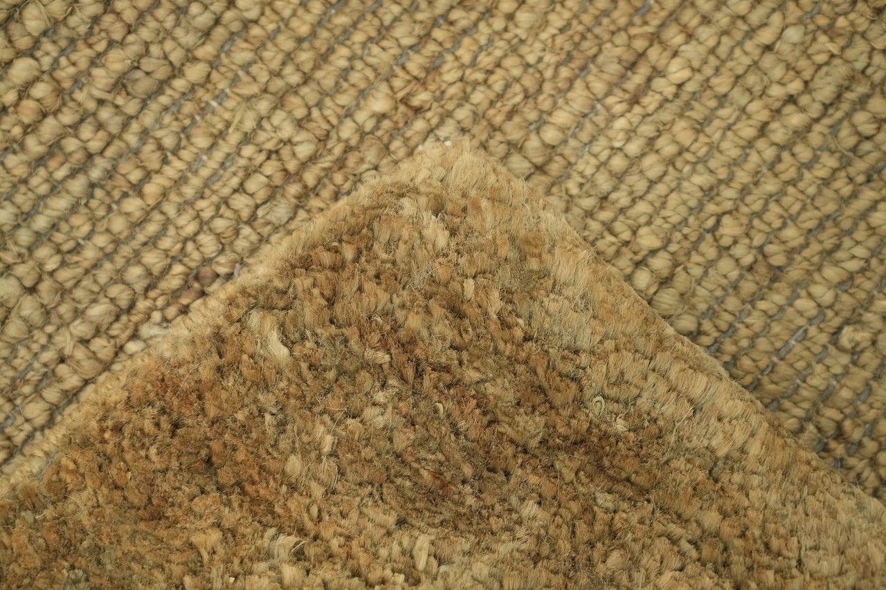 Solid Brown & Gold Jute Hand-Knotted 6×8 Modern Contemporary Area Rug