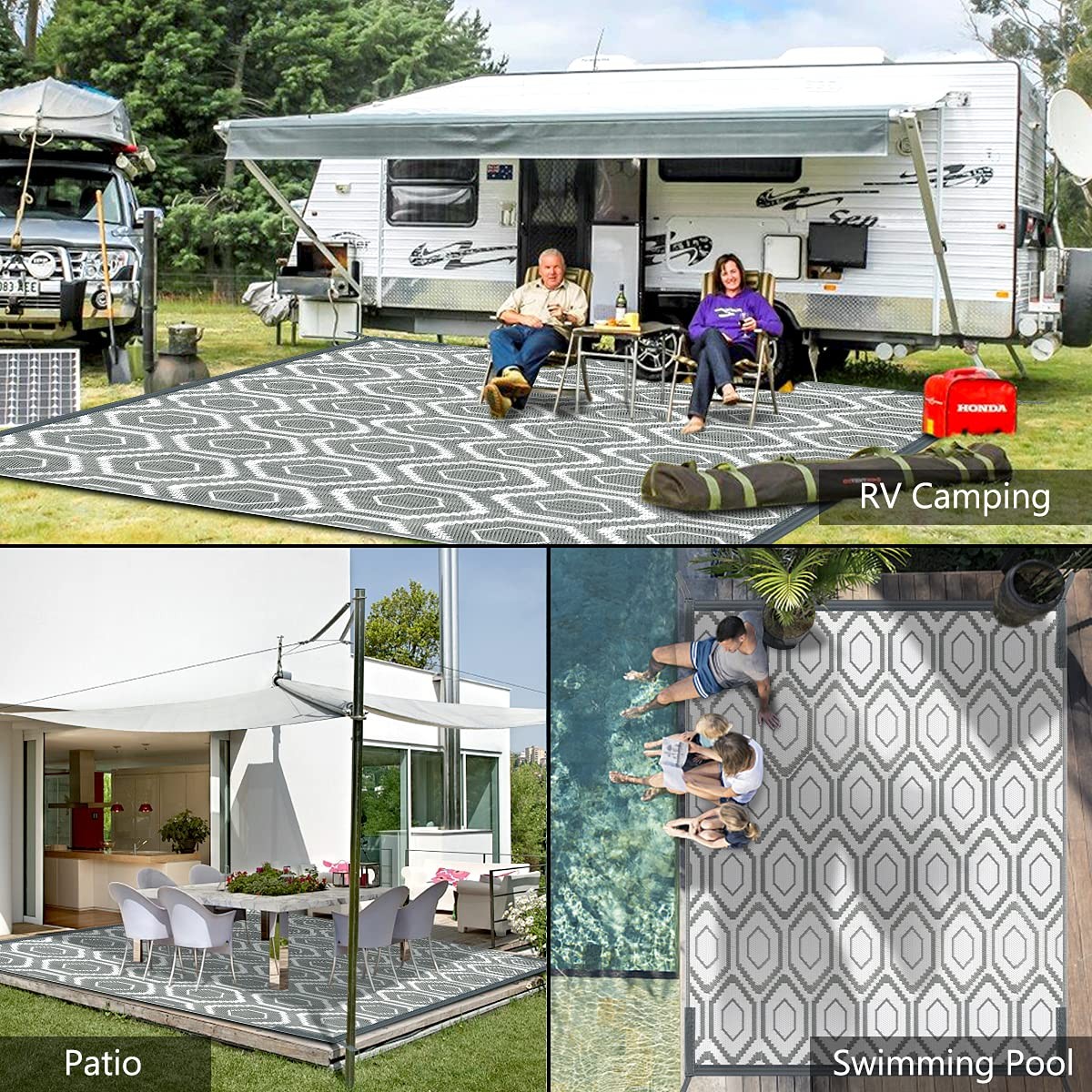 Outdoor Camping Rugs, 9×12 Outdoor Rug Patios Clearance Plastic Straw Rug Wea…