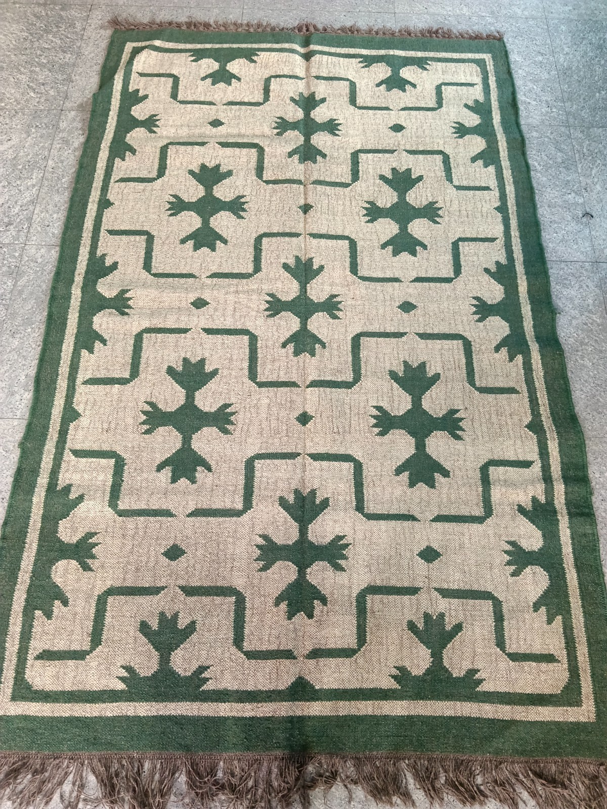 Handwoven Wool Jute Kilim Rug – Boho Area Rug, Rustic Living Room Carpet, Natura