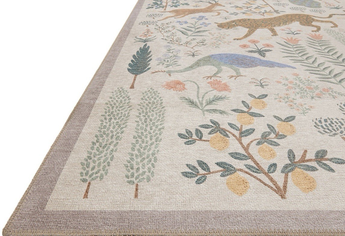 Stunning Bliss Woodland Animal Botanical Jungle Indoor Area Rug 3’4”x5’4” Cream