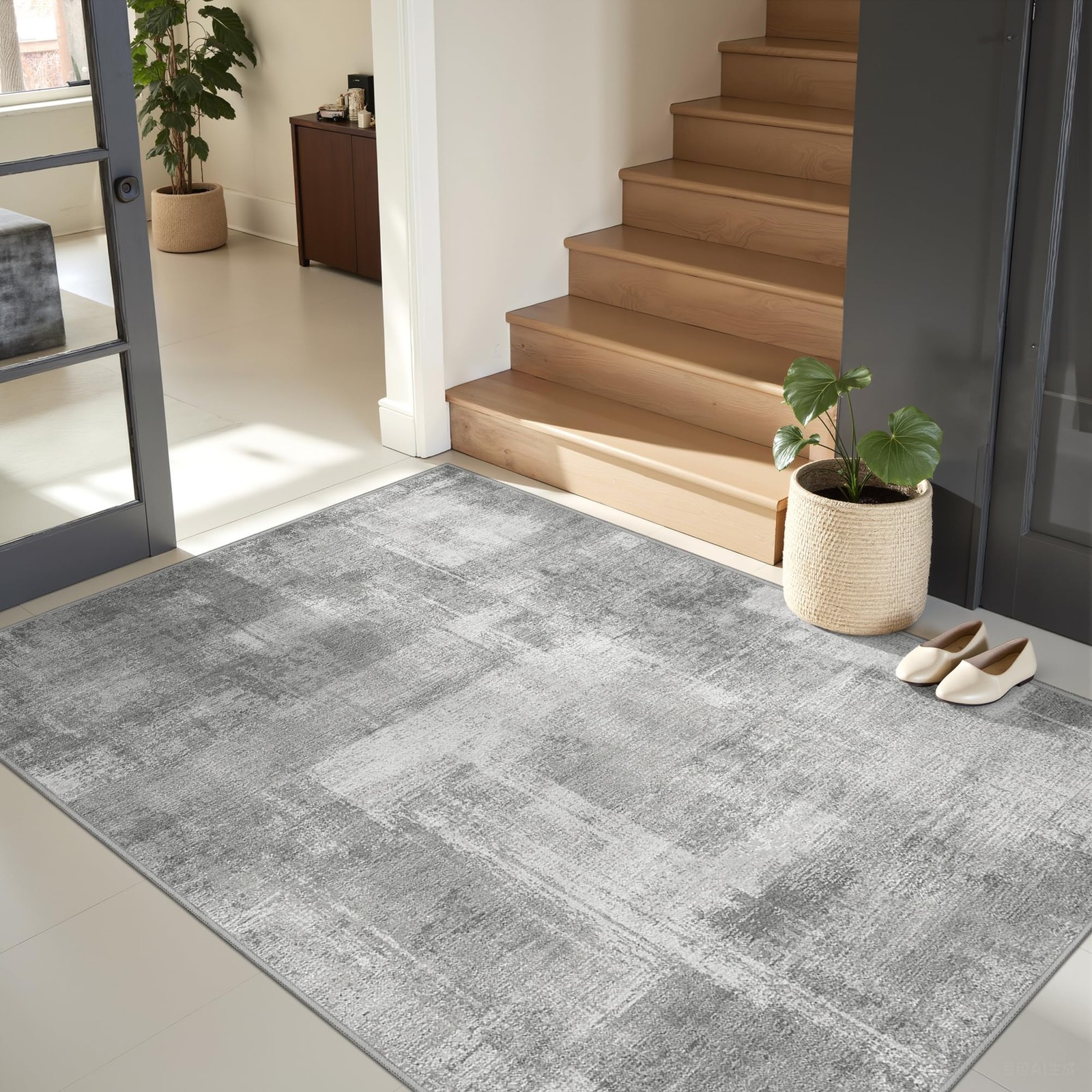 3×5 Washable Modern Area Rug Entryway Non Slip Abstract Soft Stain Resistant