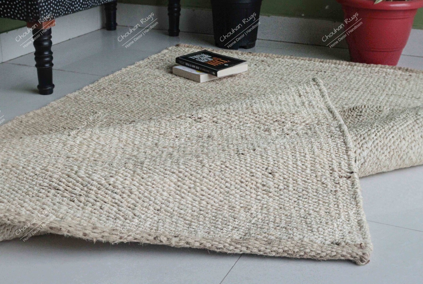 Off White Natural Jute Hemp Handmade Tufted Area Rug Hemp Jute Rectangle Rug