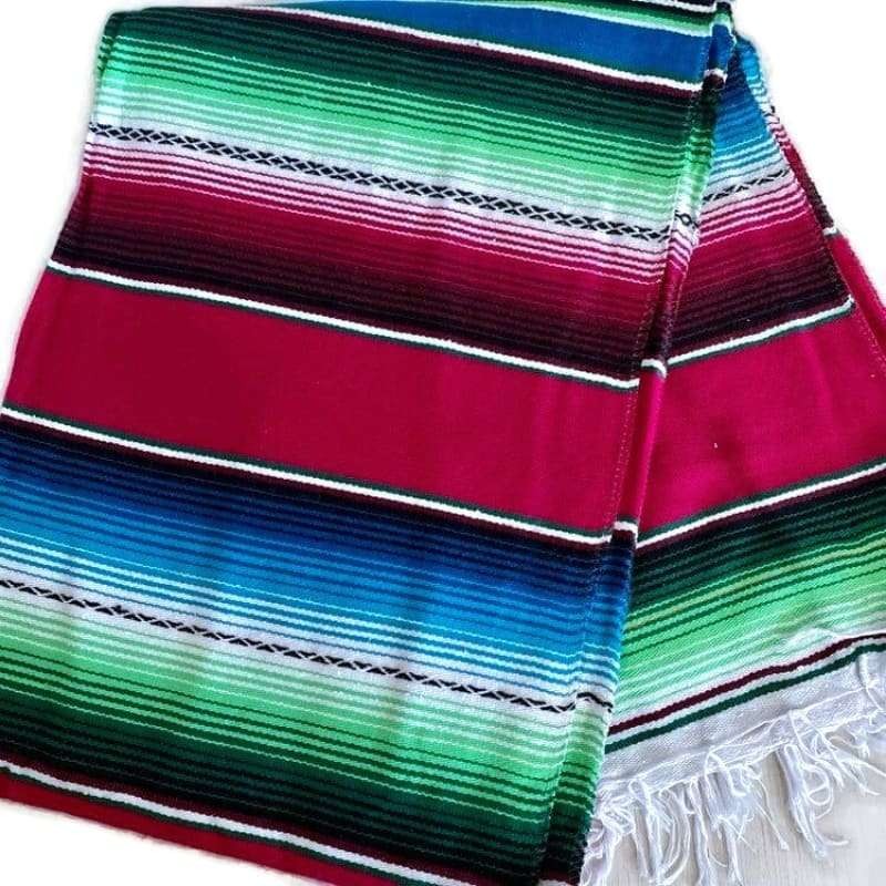 Dark Pink Fiuscha Mexican Sarape Blanket
