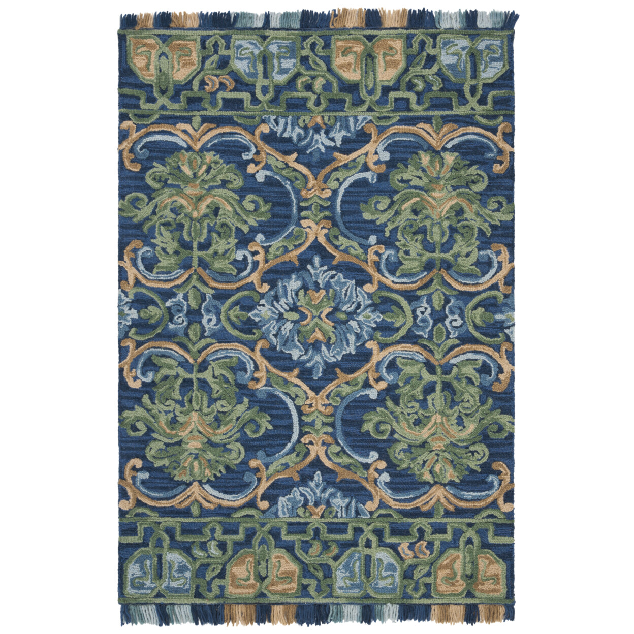 SAFAVIEH Blossom BLM422A Handmade Navy / Green Rug