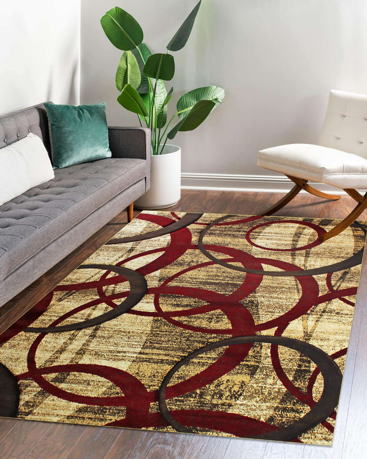 Chester Abstract Red/Brown Decor Area Rug Carpet