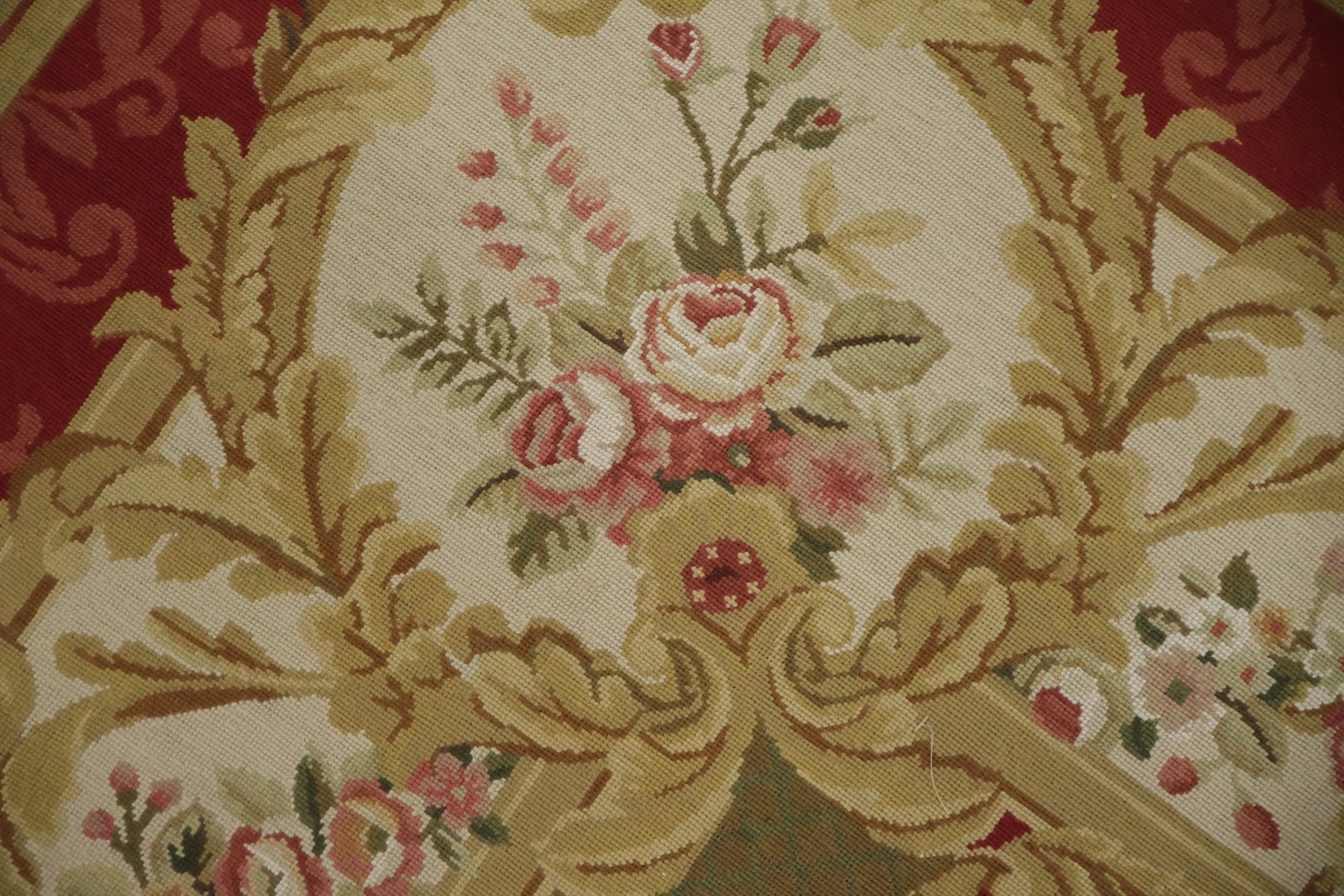 Aubusson Tapestry Chinese Area Rug 9×12 Elegant Floral Needle-Point Wool Carpet