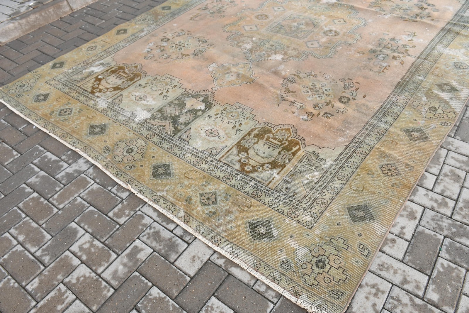 8,3×12 ft Rug, Turkish Vintage Rug, Brown Gray Oriental Rug