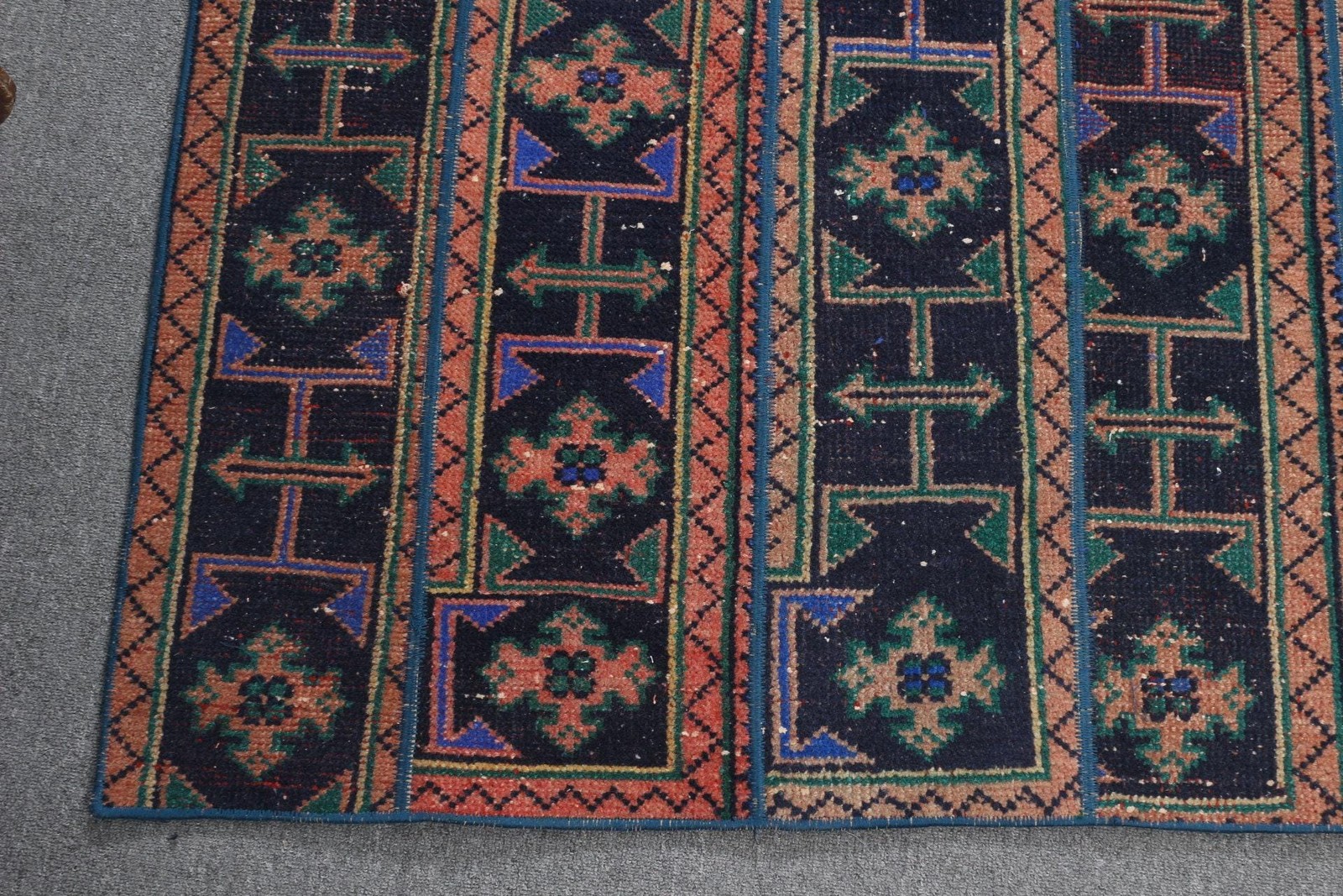 Vintage 4,6×5,4 ft Rug, Area Turkish Rug, Blue Abstract Wool Rug
