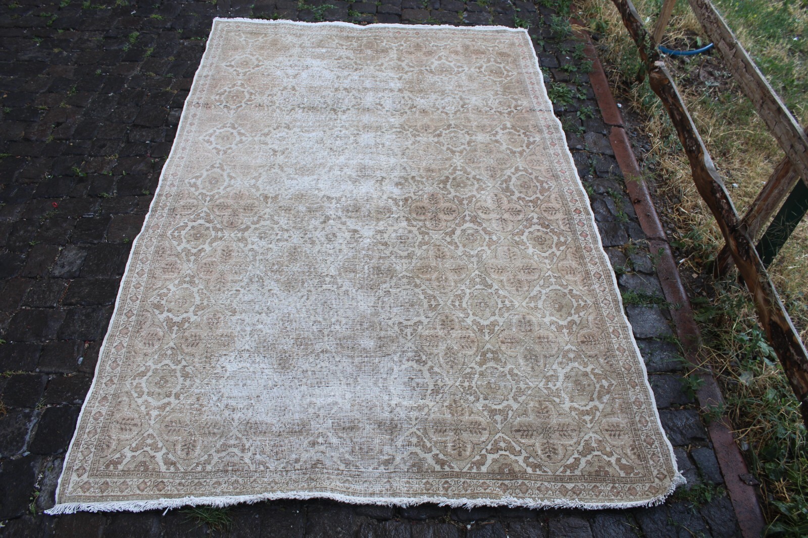 Vintage Handmade Turkish Oushak Bedroom Wool Area Rug Carpet, 8’2″x5’3″