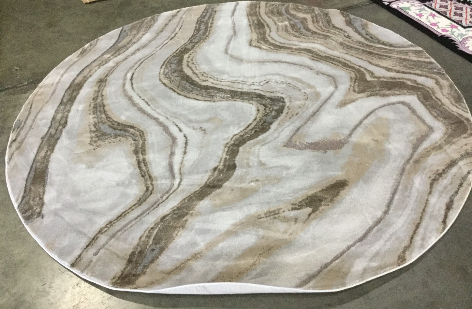 GOLD / GREY 8′ X 8′ Round Stained Rug, Reduced Price 1172662621 CFT819D-8R