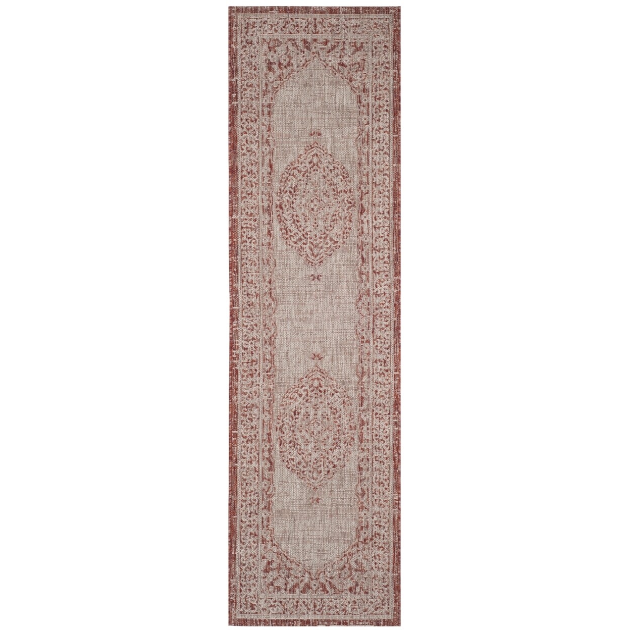 SAFAVIEH Outdoor CY8751-36512 Courtyard Lt Beige / Terracotta Rug