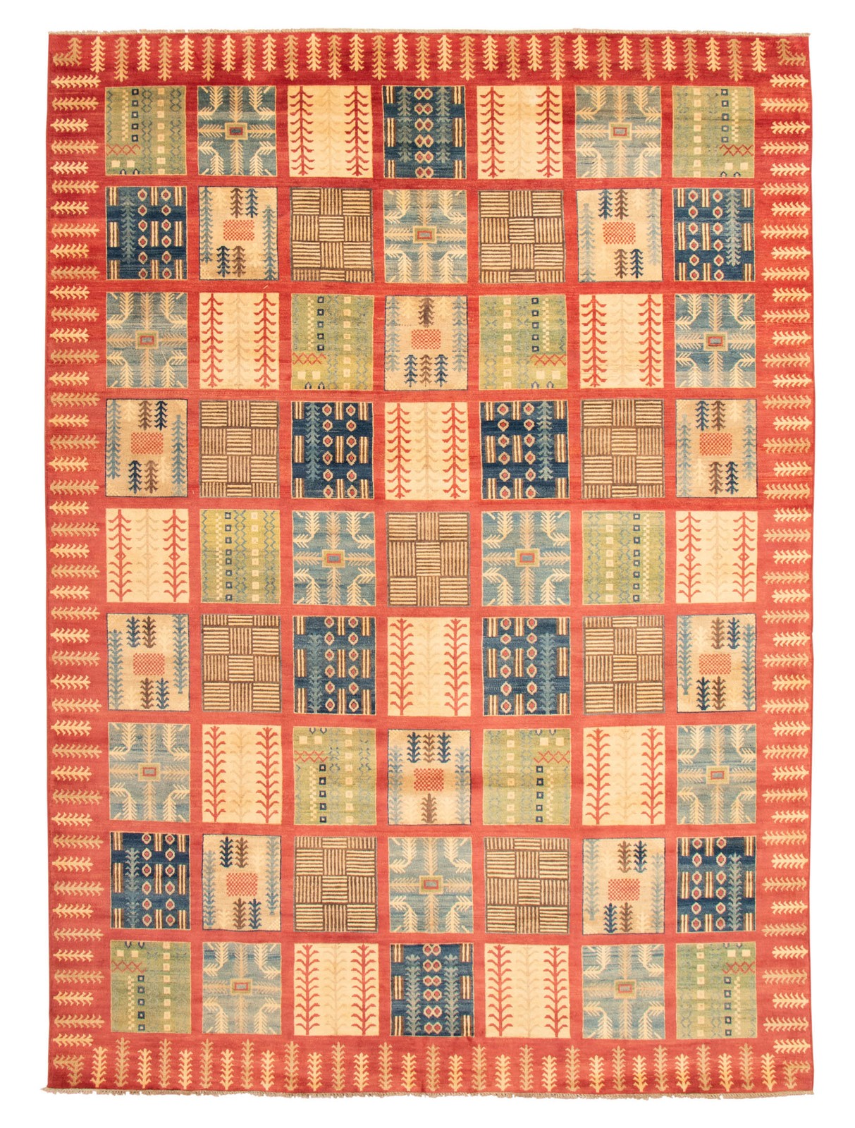 Traditional Hand-Knotted Geometric Area Rug 9’8″ x 13’8″ Oriental Wool Carpet