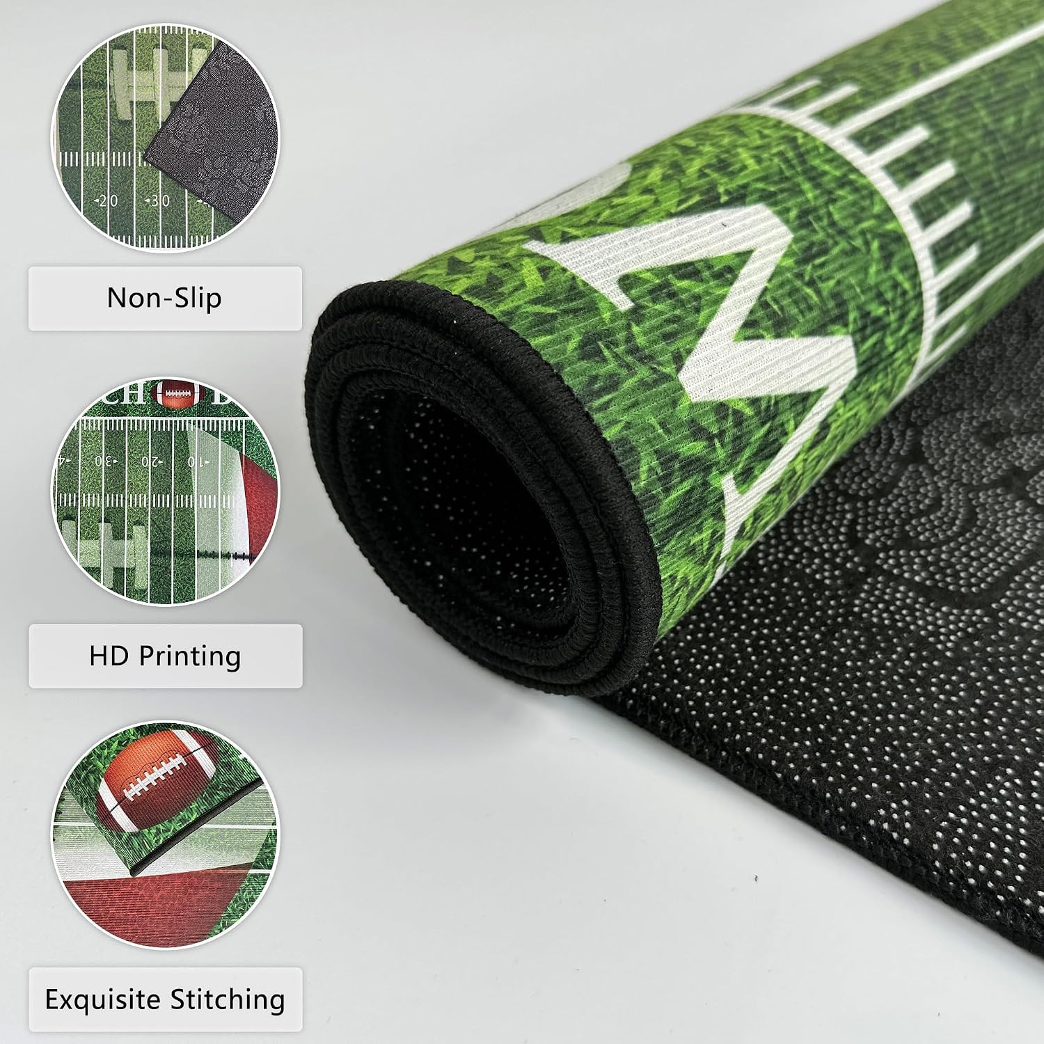 Football Rug for Bedroom,3’X5′ Non-Slip Football Field Rugs,Sports Rug for Room