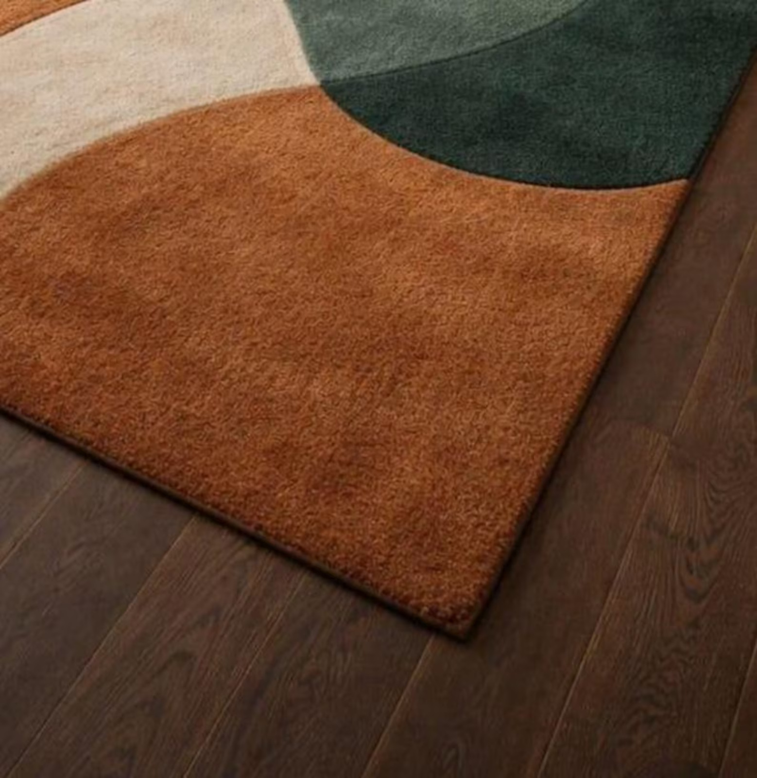 Hand Tufted Wool Rug Modern Abstract Wave Pattern Area for Living Room Carpet
