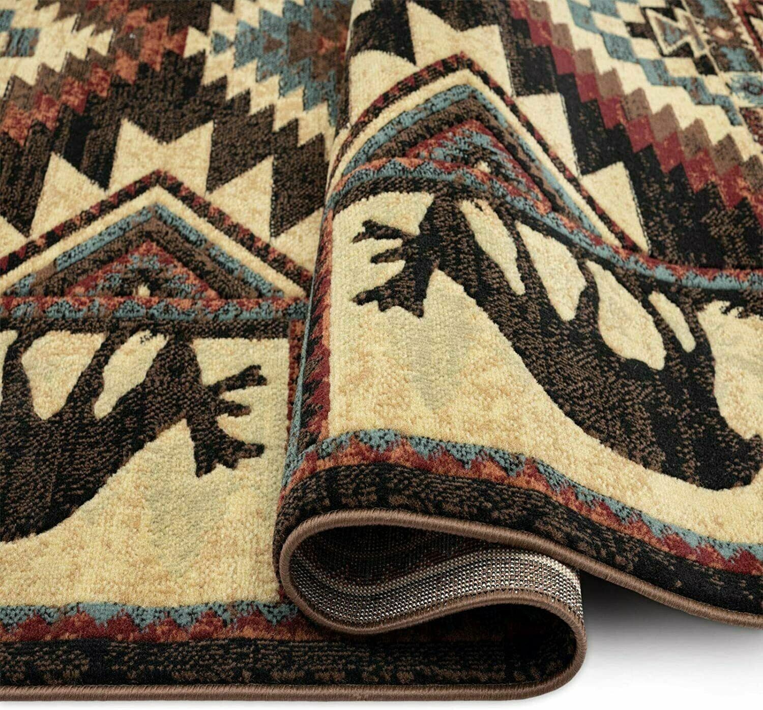 Southwest Area Rug Wildlife Rustic Cabin Lodge Country Farmhouse Living Room 5×7