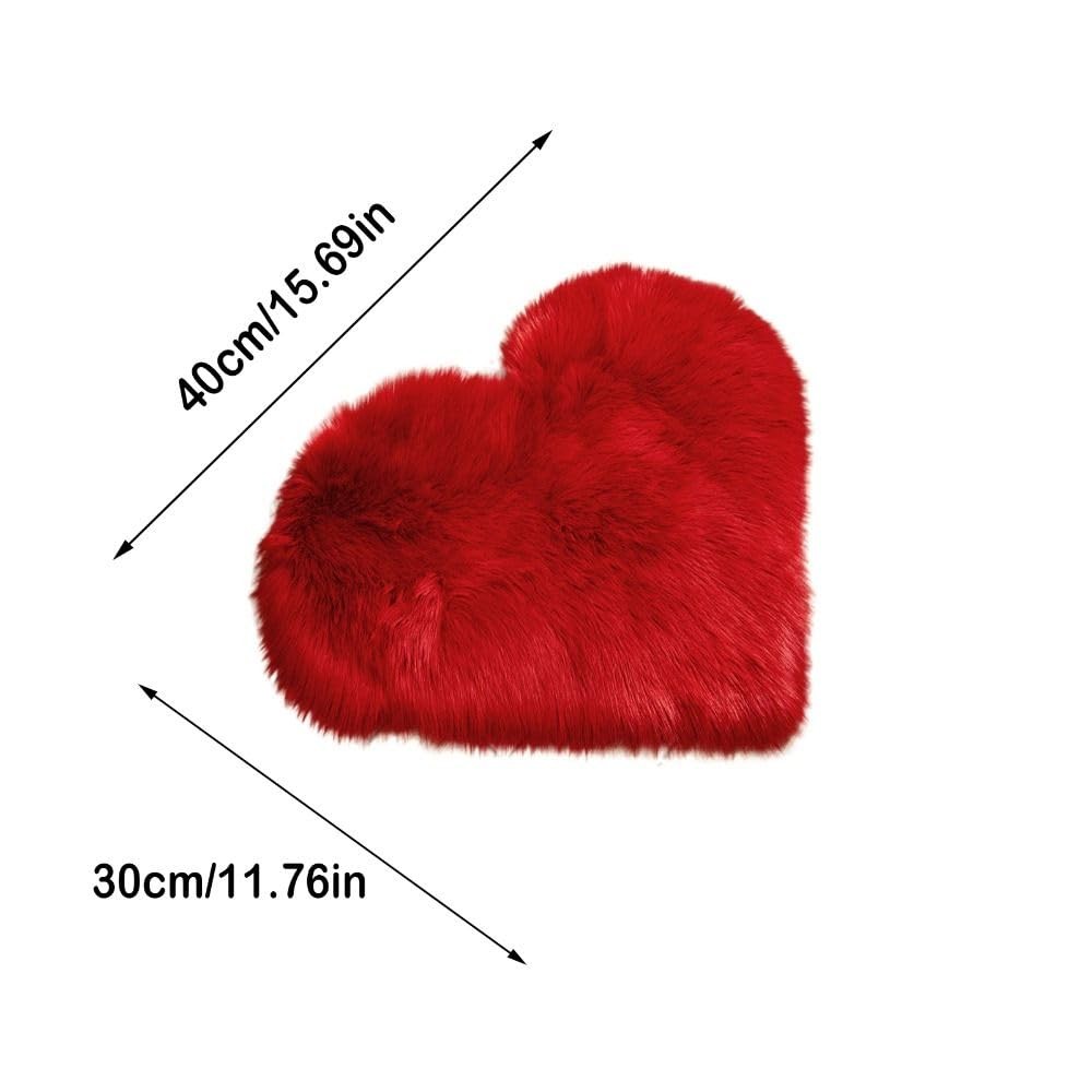 2Pcs Fluffy Heart Shaped Rug Heart Shaped Fluffy Faux Fur Area Rug Small Soft…