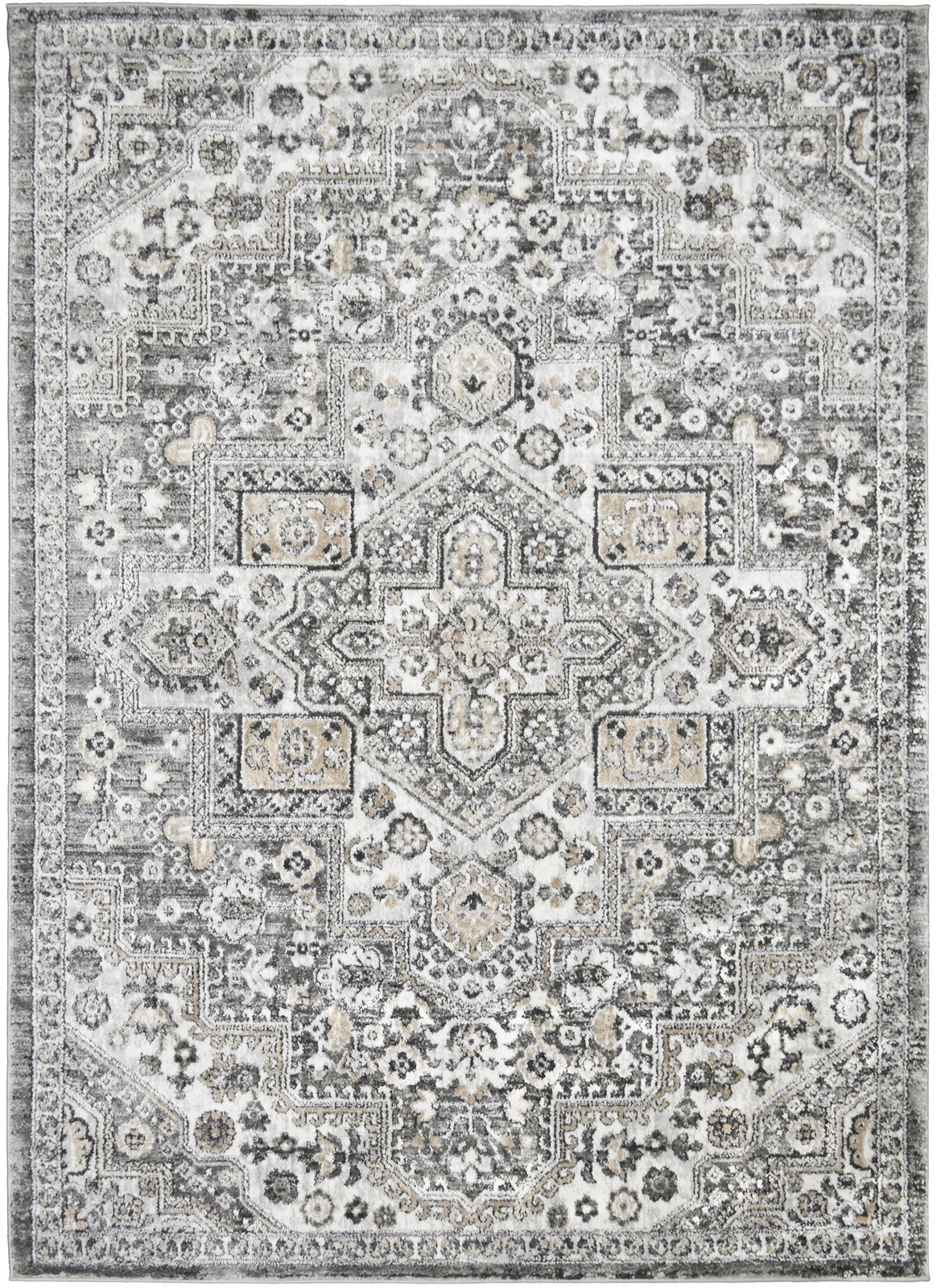 Firenze Radiance Gray 5’3″x7’3″ Traditional, Low-Profile Rug