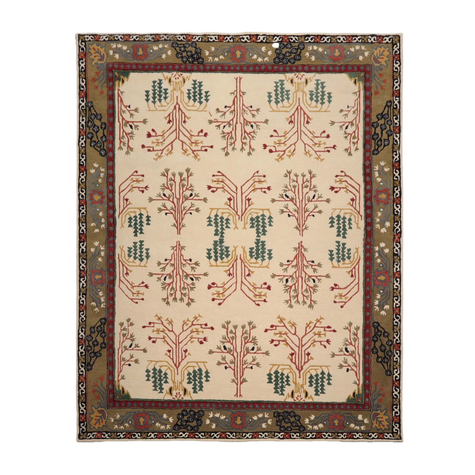 Multi Size Donegal Branches Green/Gray Hand Tufted Arts & Crafts Wool Rug