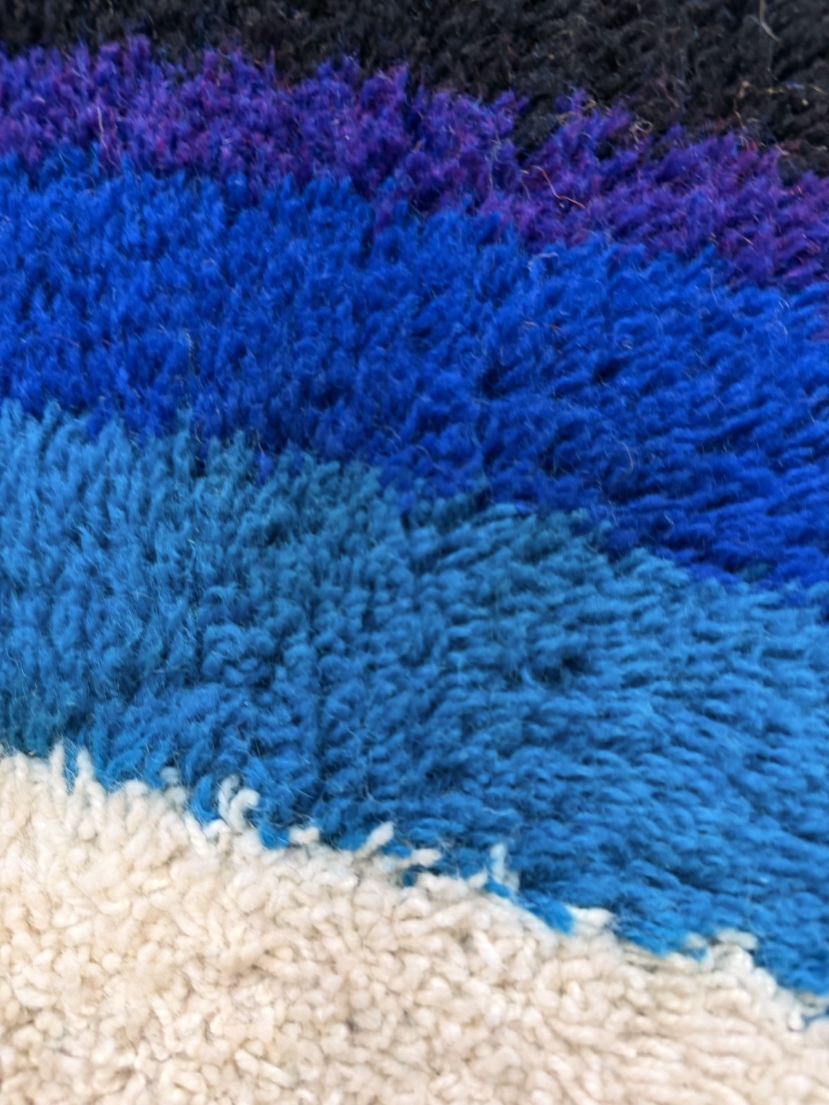 Hojer Eksport Wilton Blue Shades Circle UNUSED Rya Rug Modern Mid Century Wool