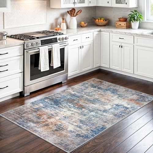 Abstract Area Rug 3×5 Ft Washable Rugs for Entryway Indoor, Non Slip Kitchen