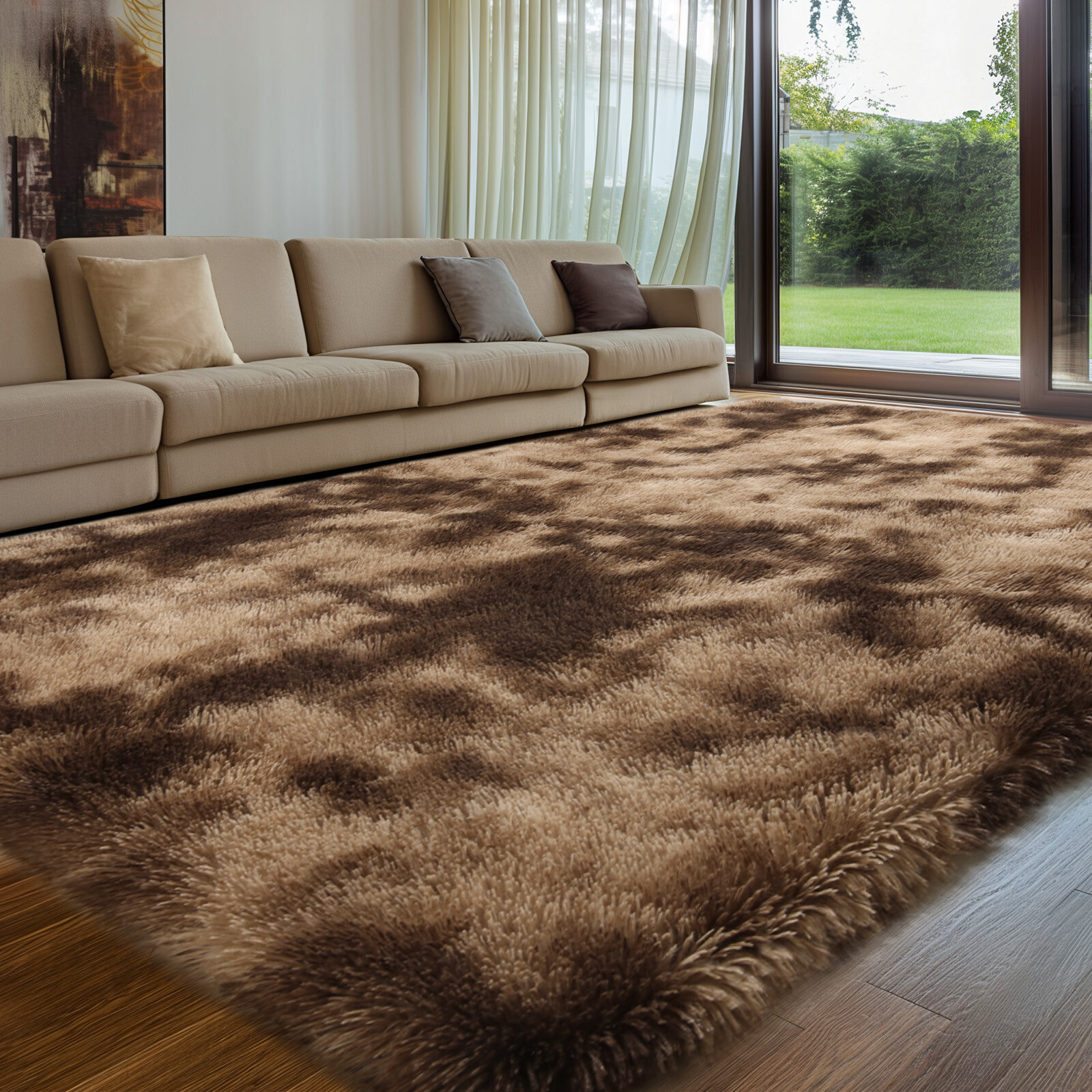 Large Size Shaggy Fluffy Area Rugs Carpets for Living room Bedroom Tiedye Coffee