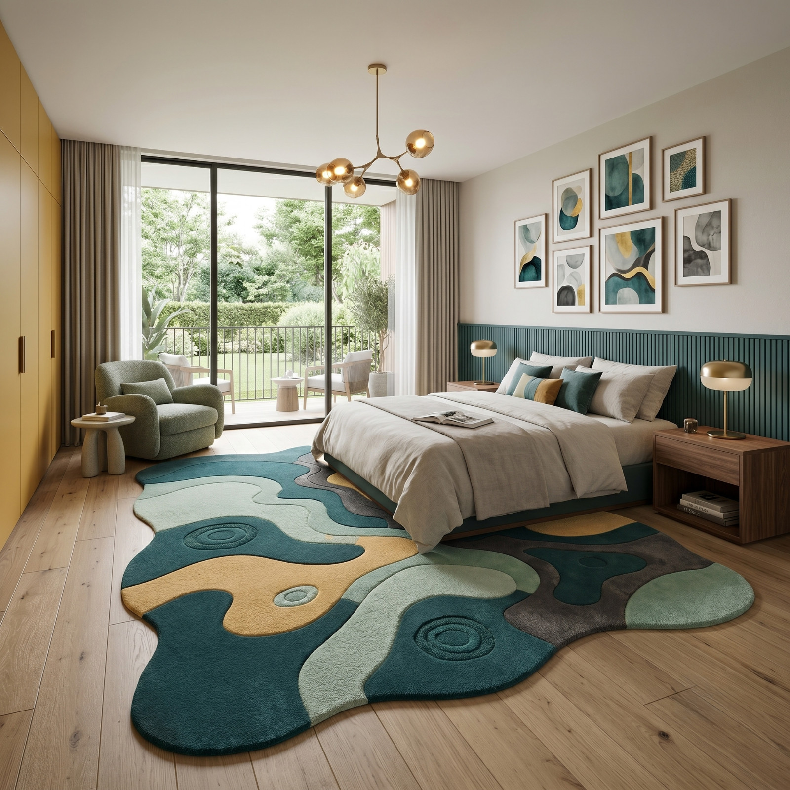 8×10 Hand-Tufted Woolen Carpets Wooden Type Floor Living Room Comfy Area Rugs