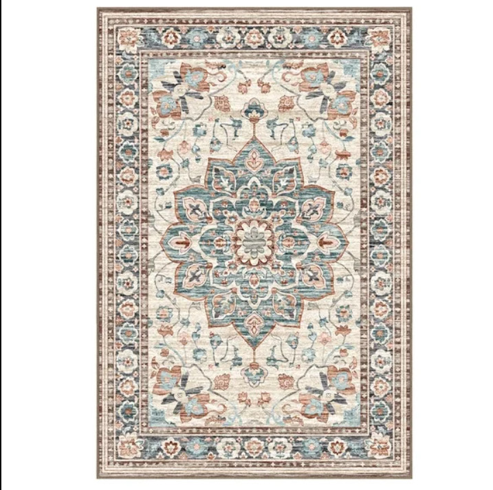9×12 FT Large Polyester Area Rug for Living Room, Machine Washable Low-Pile Rug