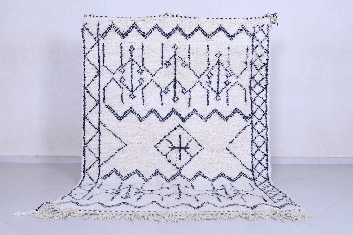 Moroccan rug 5.2 x 7.2 Feet Beni ourain rug Morocco rug Handmade rug Moroccan