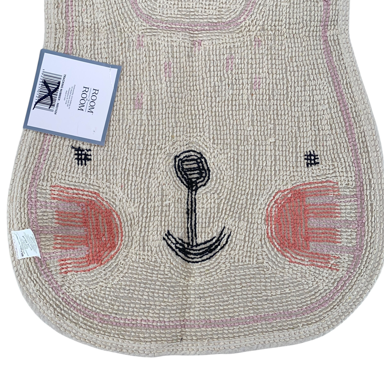 Easter Bunny Rug Bath Mat Pink Orange Ivory Shag Cotton Blend 30×20 Room2Room