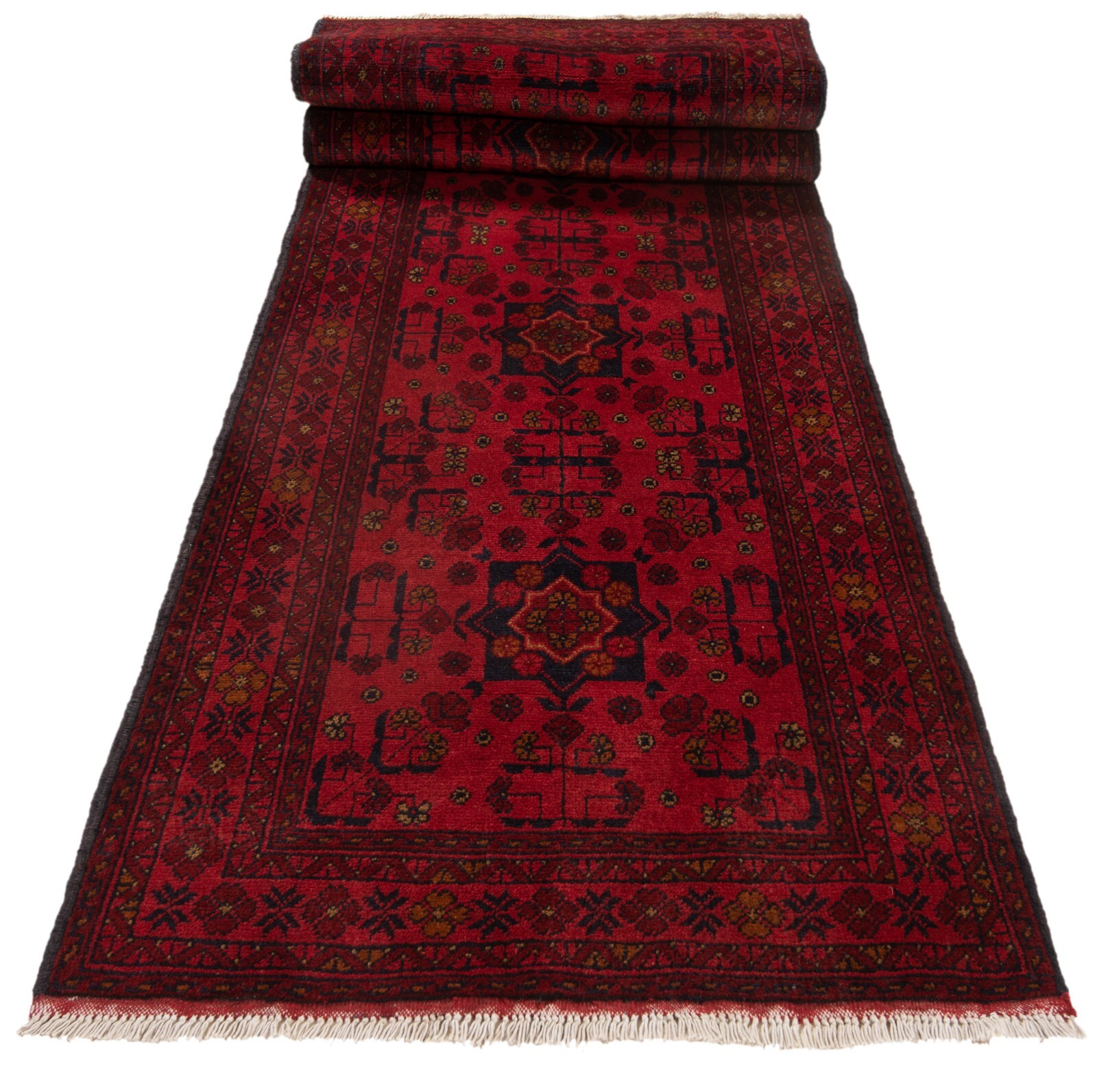 Afghan 115×31 1/8 in Handwoven Oriental Top Condition Carpet Rug Red Runner