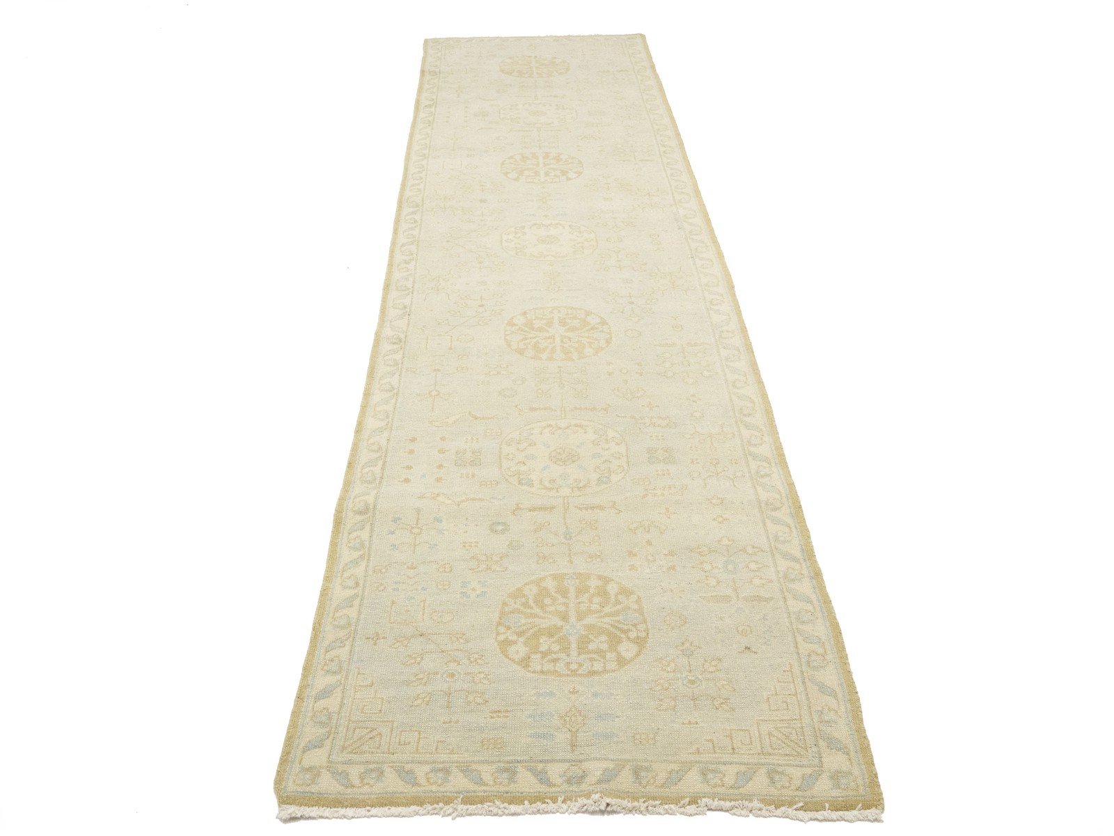 Handmade Turkish Oriental Runner Rug Floral Design Hallway Carpet 3X11’5 ft