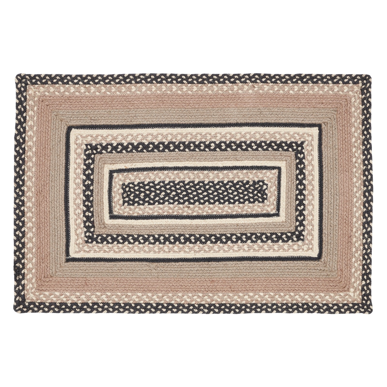 Sawyer Mill Charcoal Creme JUTE RUG Rectangle w/ Pad 24×36 Grey Taupe