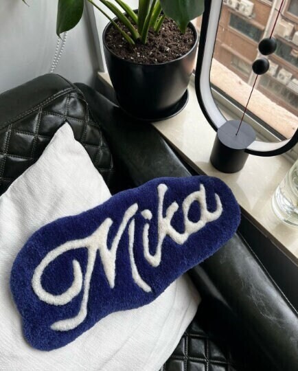 Custom Name Tag Tufted Rug Design | Personalized Shape Anime Hand Tufted Rug