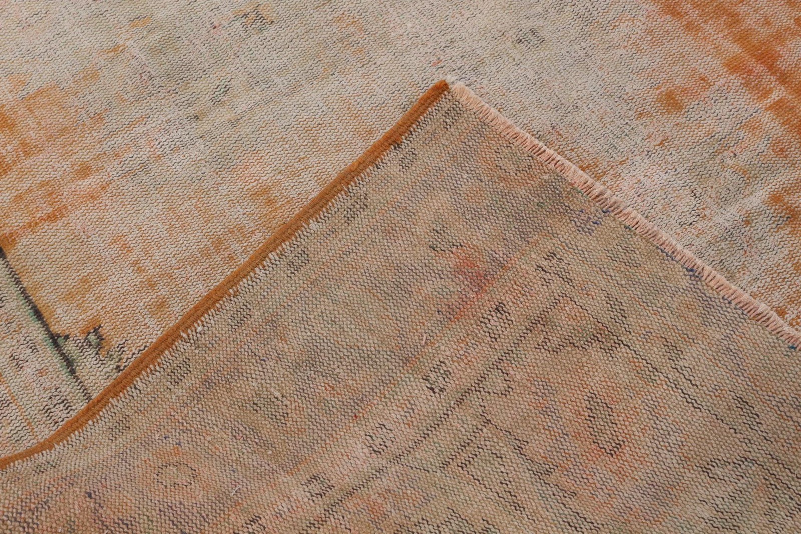 Vintage 6,46×9,5 ft Rug, Large Turkish Rug, Orange White Floral Rug