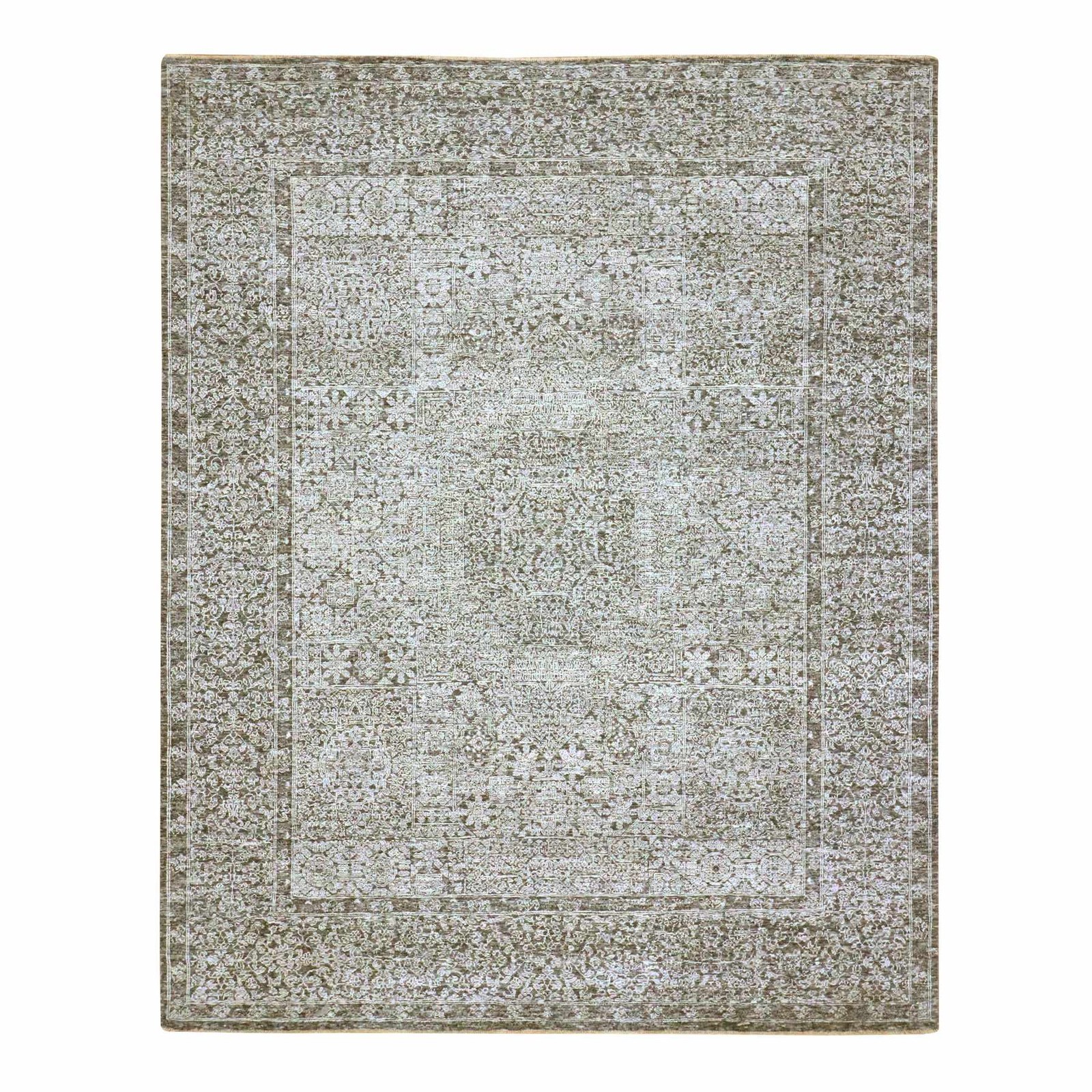 8’1″ x 10’1″ Storm Gray Pre Historic Mamluk Design Hand Knotted Wool Rug R76540