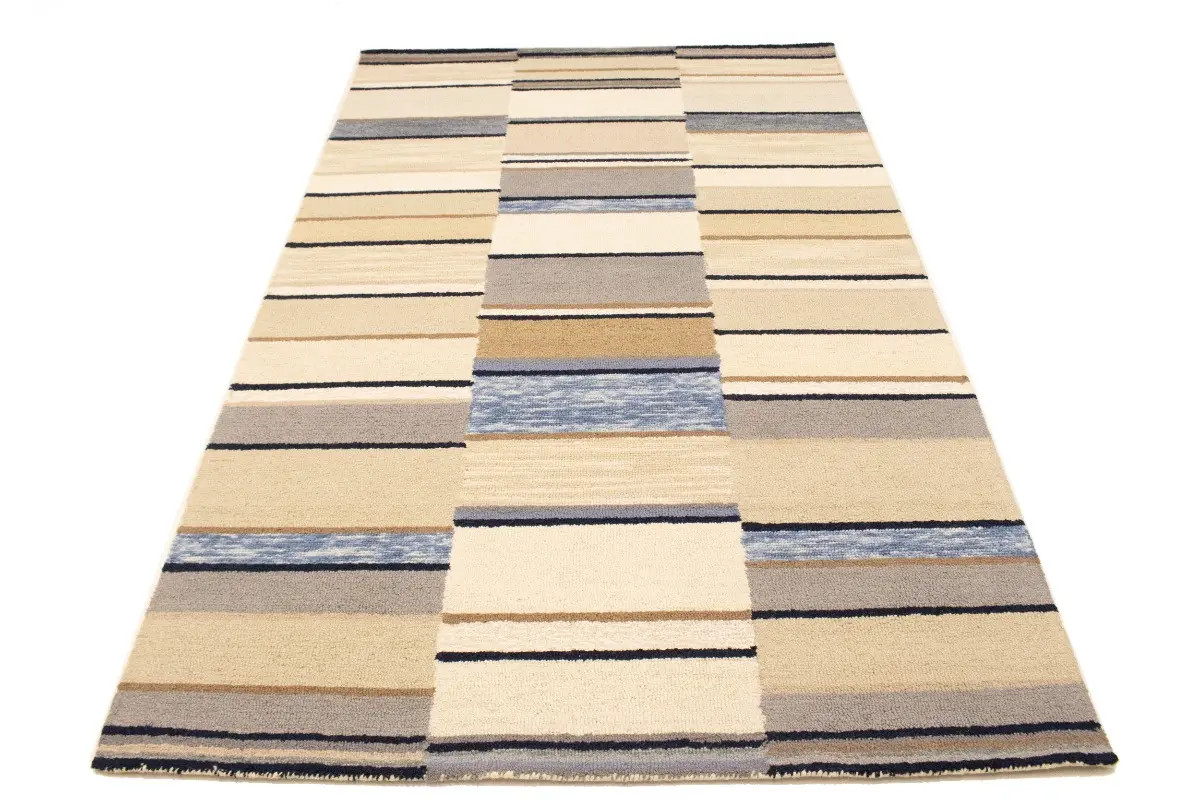5×8 Hand-Tufted Modern Wool Rug Carpet with Multicolored Stripes Design