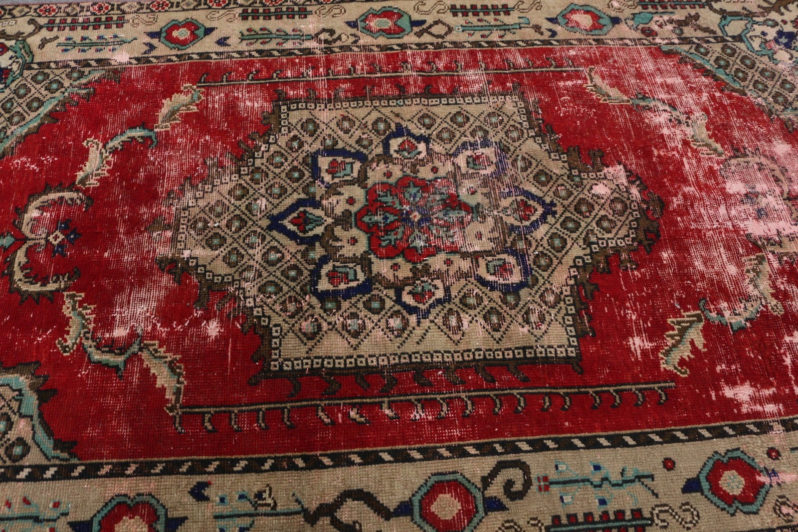Vintage Turkish Rug, 4,8×9,1 ft Large Rug, Red Handmade Rug